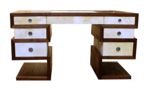 7 Drawer Desk in Walnut & Parchment